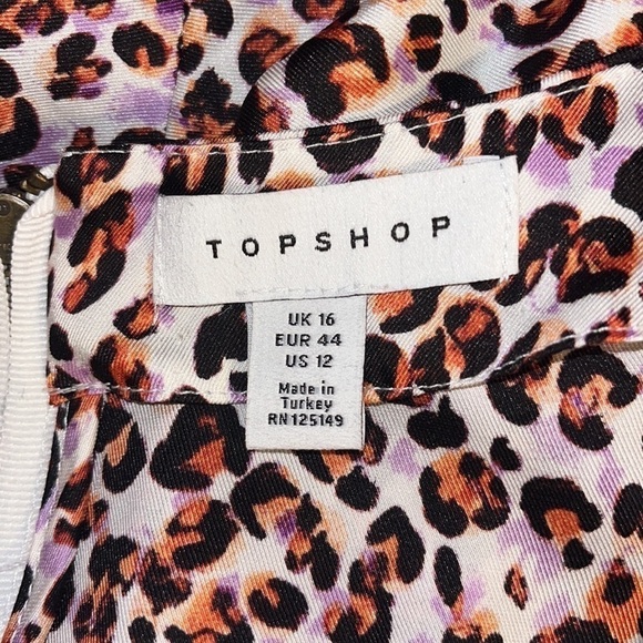 Topshop WATERCOLOR blouse in pink leopard print size 12 - Picture 9 of 11